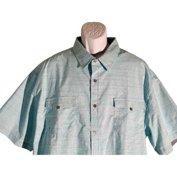 FREE PLANET Men's Short Sleeve Button Down Shirt Blue 3XL - Picture 2 of 5